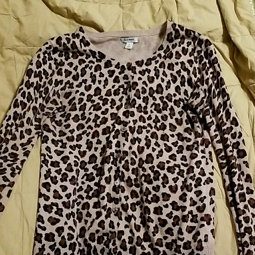 Old Navy - Leopard Print Cardigan Button Sweater
